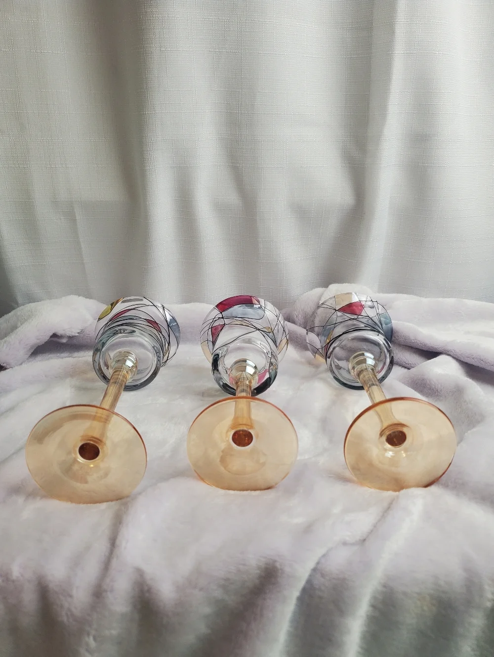 3 Piece Retired Tiffany Style Mosaic Stemmed Votive Glass Tealight Holders New - Picture 5 of 16